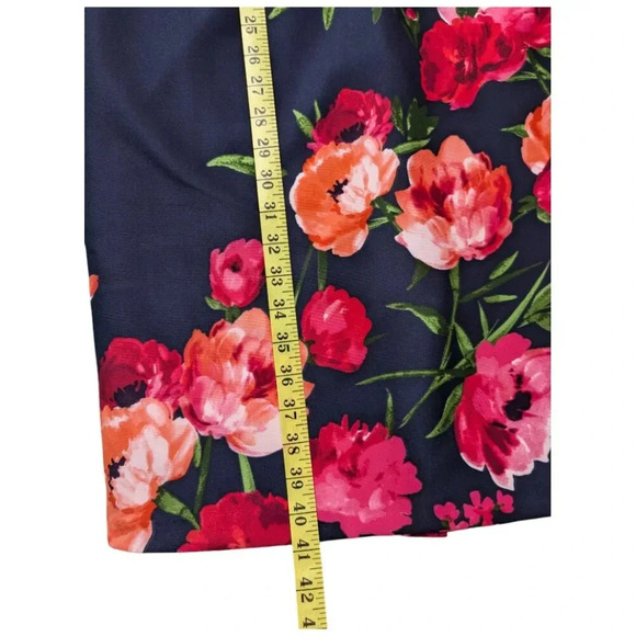 Vince Camuto Womens Floral Sheath Dress Sleeveless Dark Navy Pink Red Size 12 - Picture 12 of 12